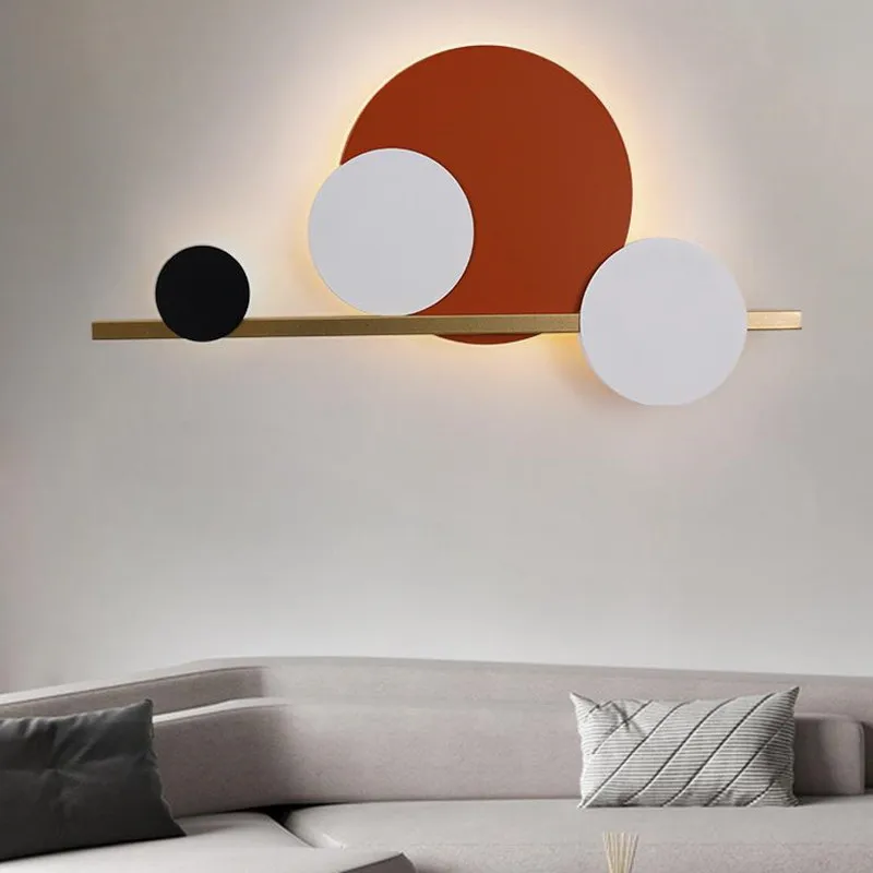 

Decorations Light Luxury Round Background Wall Atmosphere Lamps Modern Nordic Bedroom Bedside Lamps Passage