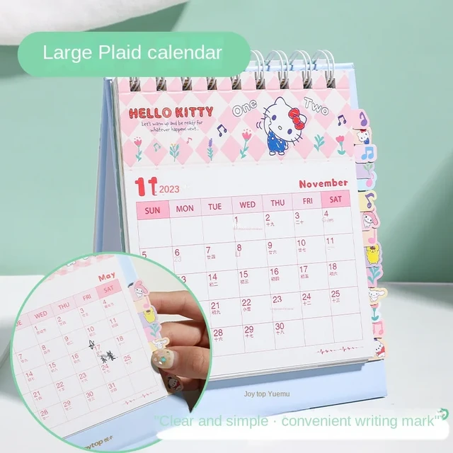 2024 Sanrio Hello Kitty Calendar Desk Office School Supplies 2024 Calendar  Bookmark Cartoon Cute Monthly Planner Decor Record - AliExpress