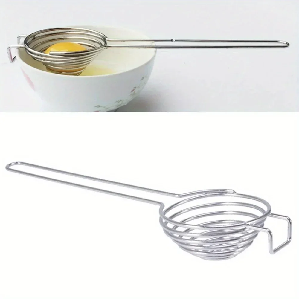 1PC Spiral 304 Stainless Steel Egg White Separator Egg Yolk Remover Divider Long Handle Kitchen Tool