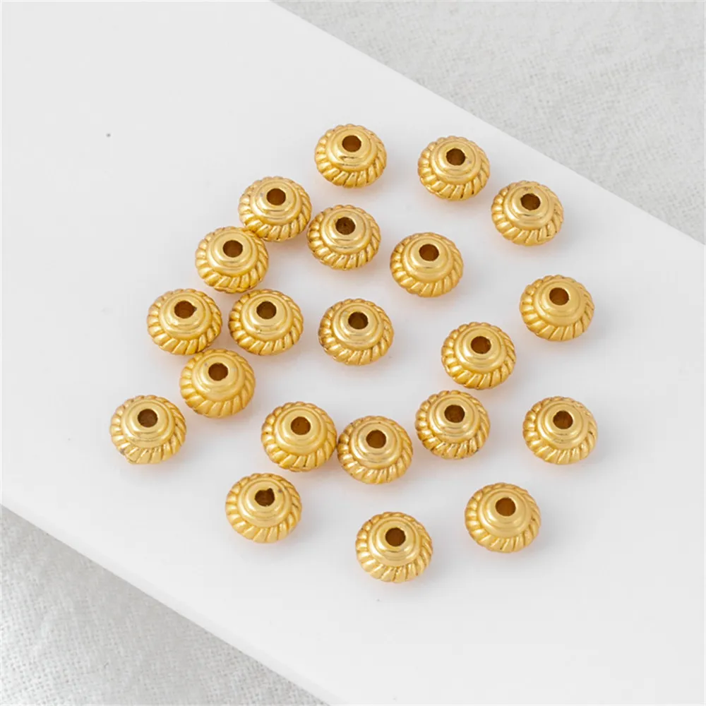 

5mm Matte Gold Gear Flying Saucer Beads 18K Gold Plated Spacer Beads for DIY Jewelry Making Components Bracelets Accessories