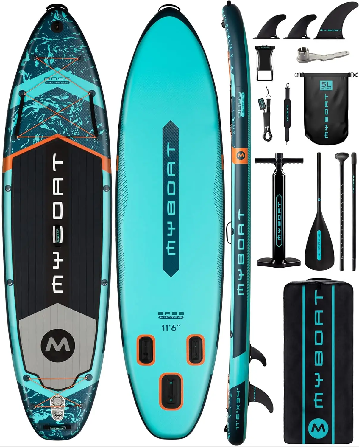 11'6"&times;34"&times;6" Paddle Board, Stand Up Paddle Board for Fishing, Sup Board with 3 Removable Fins, Dual Bungee