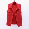 Fashionable Denim Vest Women's Cropped Slimming Fringe No Sleeve Jacket For Spring Summer Versatile Middle Age Clothing - Red Vest