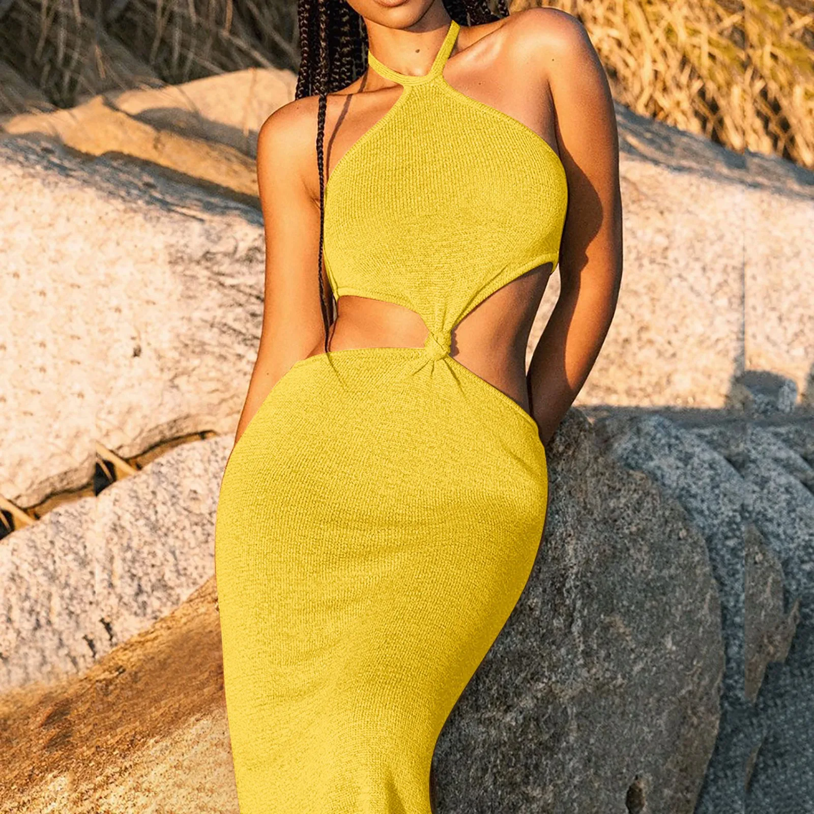 SummerDressesForWomenPlusSizeBacklessSexyHolidayHollowedOut