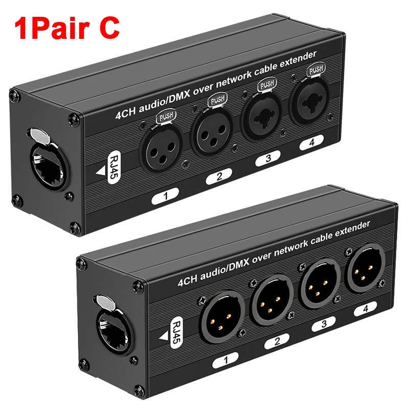 RJ45 to 4-Channel XLR Audio Cable Extender for Stage and Studio Lighting & Sound