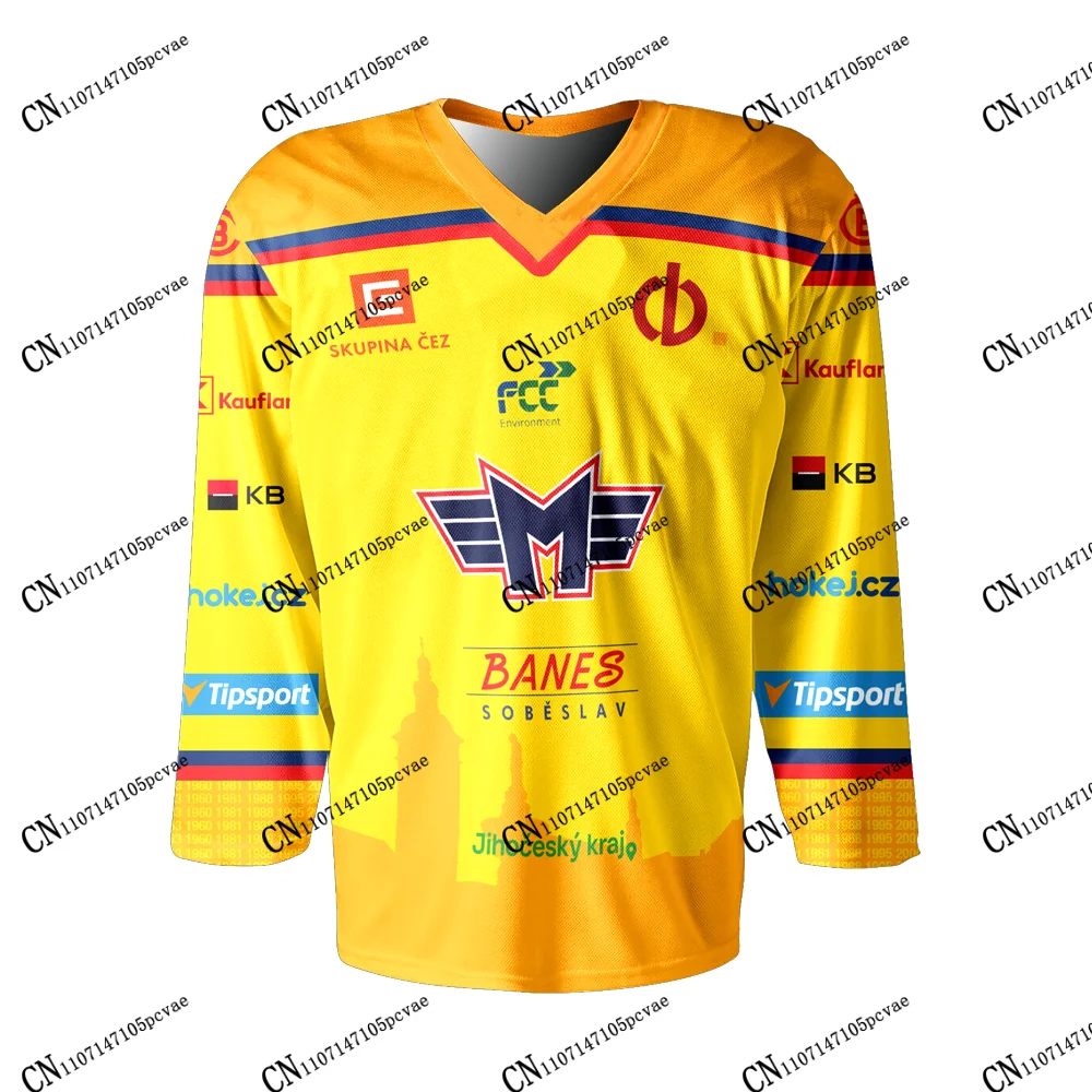 체코 스타일 베인스 모터 C. 부데예프 2026-27 신상품 ELH 티셔츠 3D 프린트 긴팔 하키 저지 성인 아동 유니섹스 팬 상의