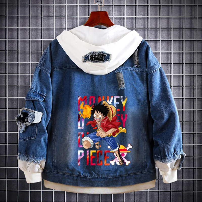 

Anime One Piece Denim Sweater Luffy White Beard Zoro Ace Two-dimensional Two-dimensional Men and Women Denim Jacket Gift