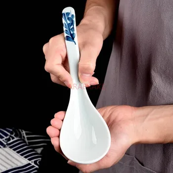 Large ceramic spoon, household long handled soup spoon, porcelain spoon, spoon, spoon, spoon, spoon, spoon