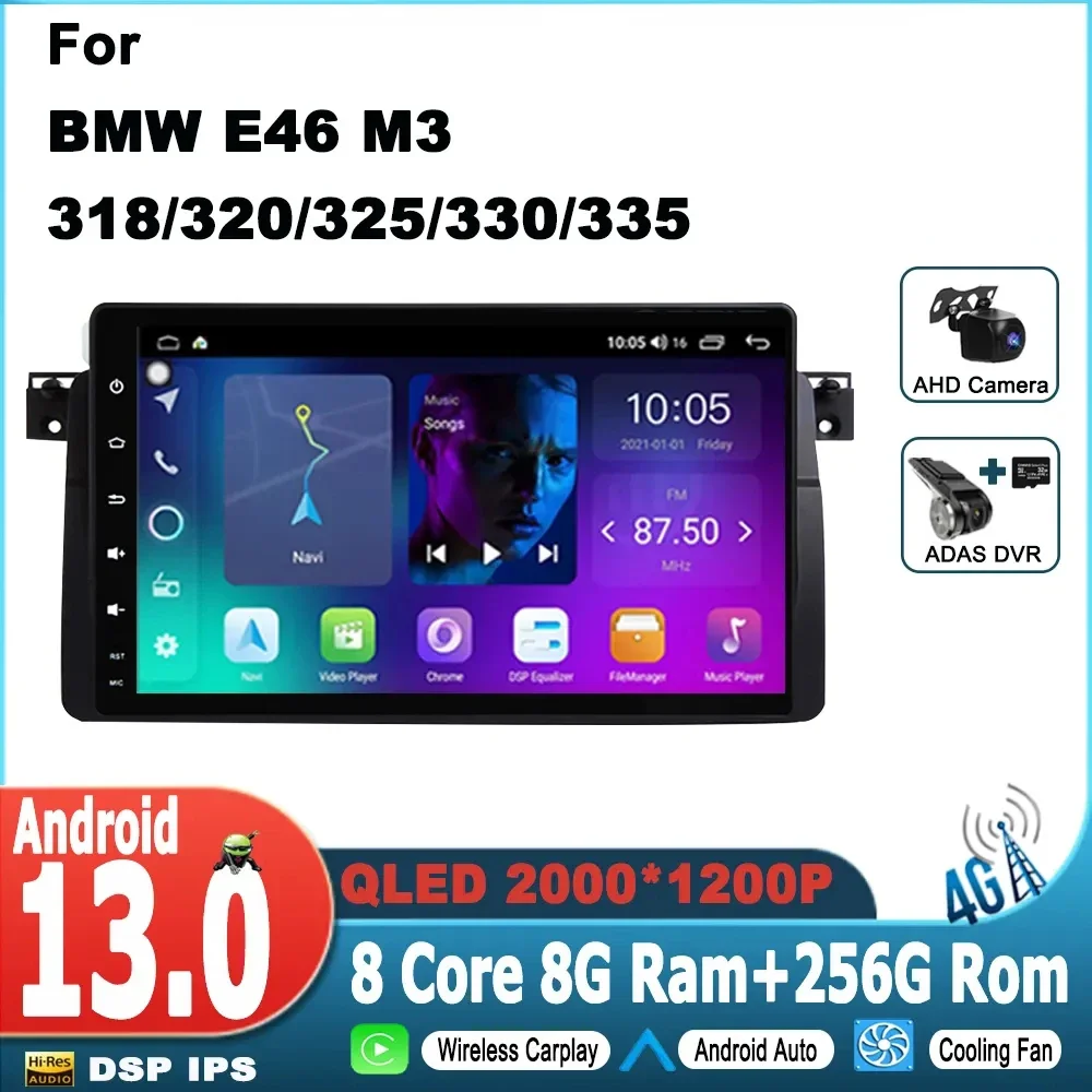 4Gb + 64Gb Android Autoradio Lettore Multimediale Stereo Carplay Navigazione Gps Automatica Per Bmw E46 Coupe M3 Rover 316I 318I 1998-2006
