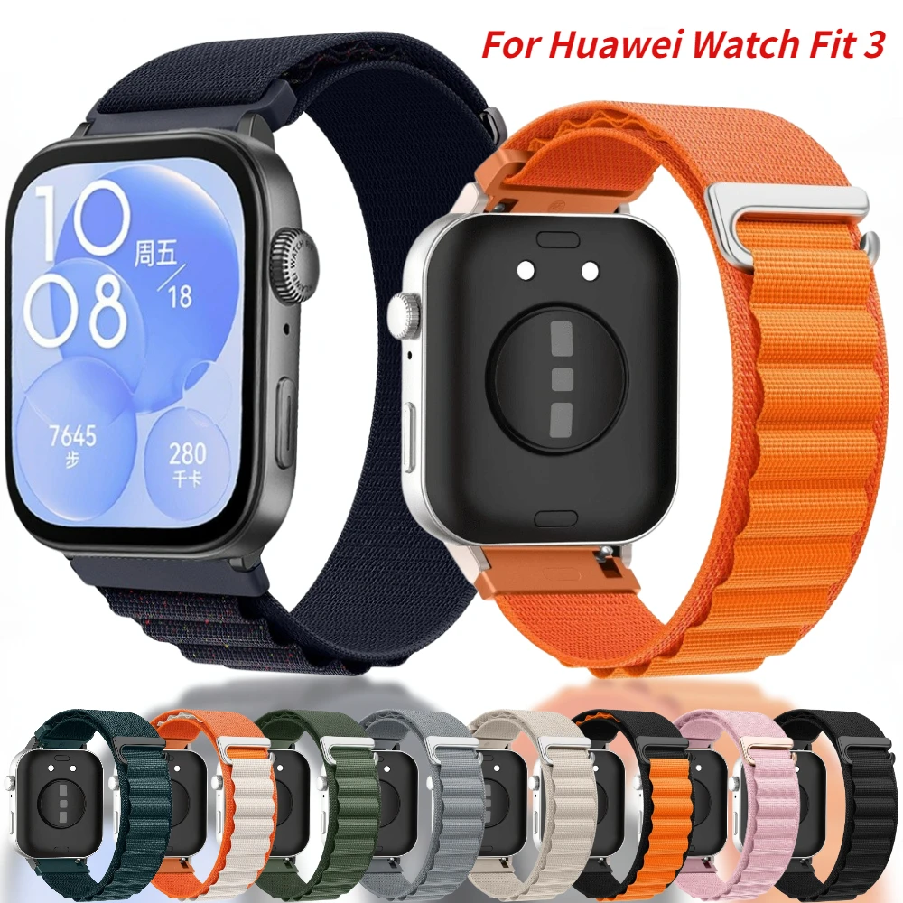 Alpine Loop Band for Huawei Watch Fit 3 Strap Nylon Breathable Replaceable Wristband for Huawei Watch Fit 3 Smart Watch Bracelet
