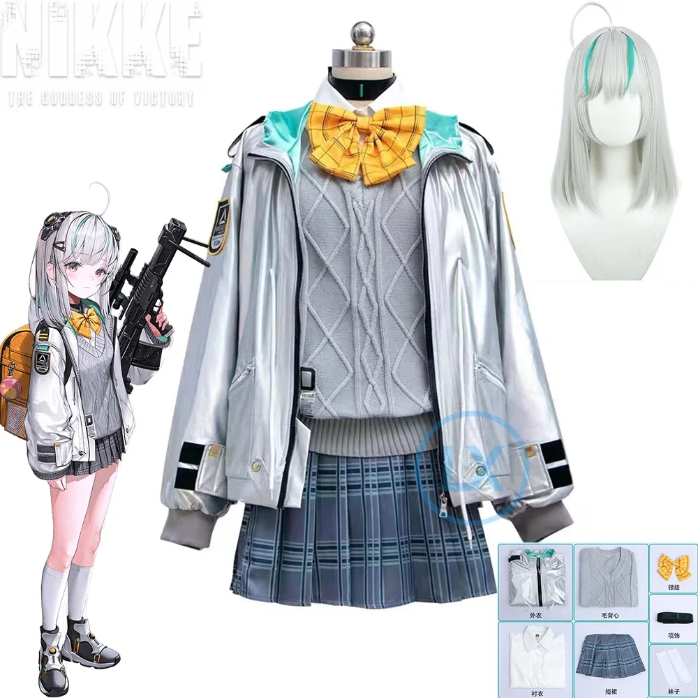 Парик для косплея NIKKE Admi, парик серебристого цвета средней длины для косплея по мотивам игры «богиня победы»