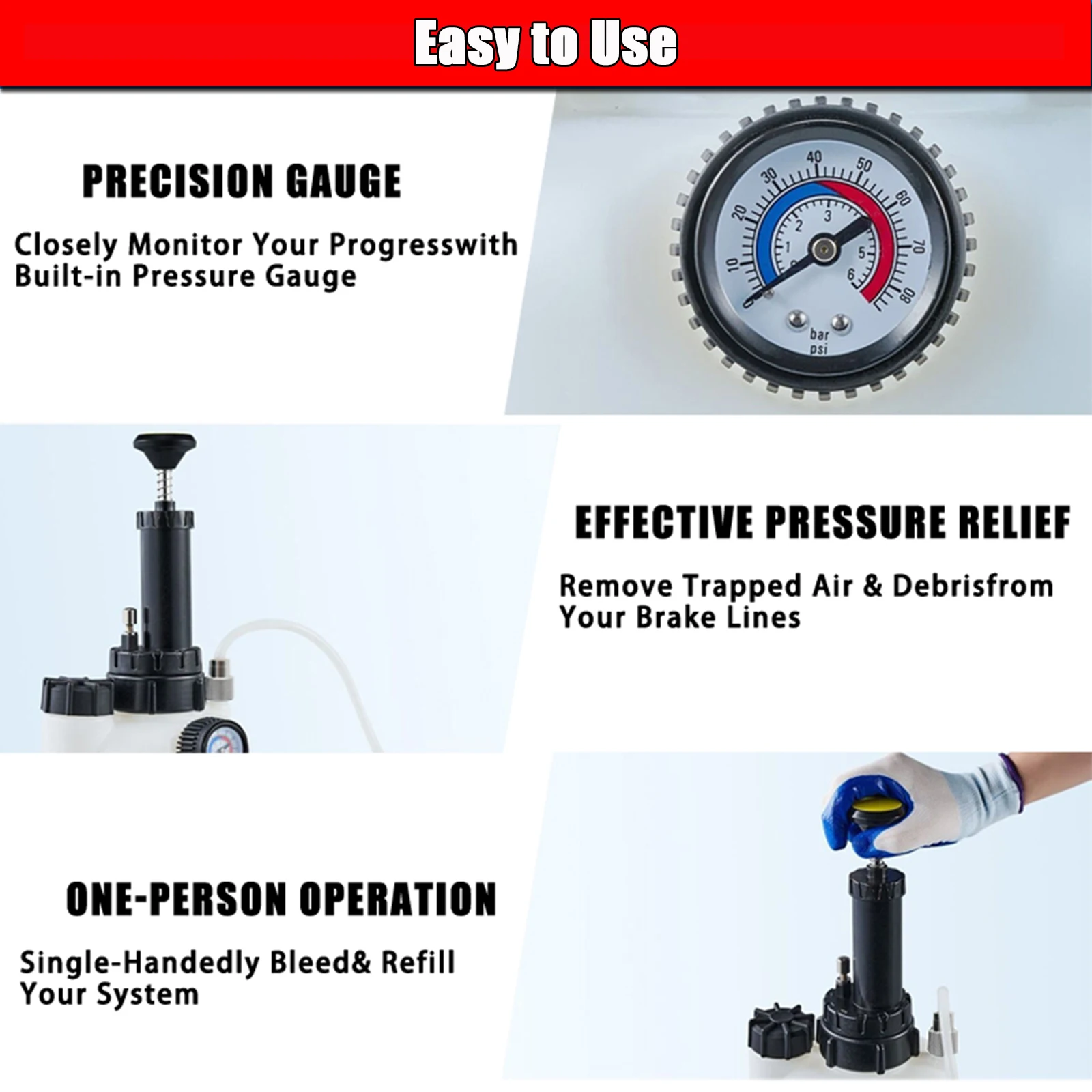 3L Brake Bleeder Kit Brake Bleeder Pump Kit One Man Professional Vacuum Brake Bleeder Kit Suitable for Most European Car Models - Image 2