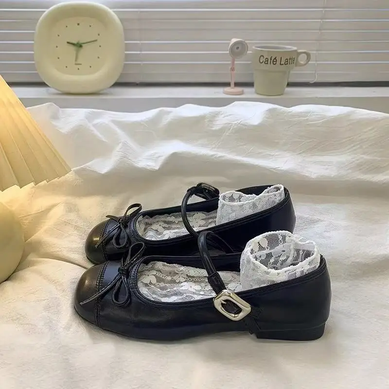 Spring Autumn Girl Mary Jane Shoes with Bowknot New Kids Causal Leather Shoes Wedding Party Versatile Children's Ballet Flats