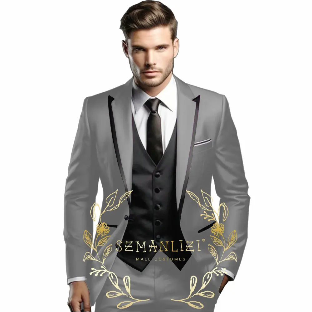 Blazer Jacket Men Western Suit Italian Design 3 Pieces