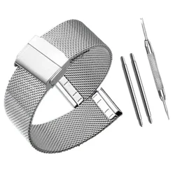 Elegant Milanese Stainless Steel Watch Band - Multiple Sizes - Black and Rose Gold Options - 22mm (WHITE)