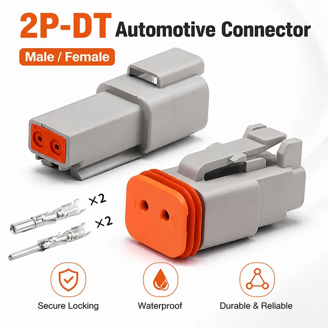 DT06-2S & DT04-2P 2-Pin Deutsch Type DT Series Waterproof Connector - Heavy Duty Automotive Plug for Truck Wire Harness 1