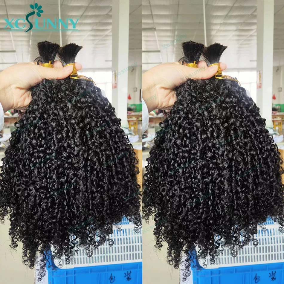 Bulk Hair Human Hair For Braiding Kinky Curly Bulk Hair Extensions For Braids Double Drawn Bulk Hair Bundles No Weft Wholesale