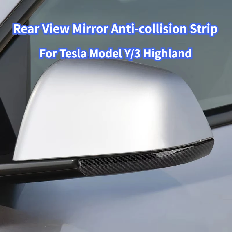 For Tesla Model Y Juniper Model 3 Highland ABS Rear View Mirror Anti-collision Strip Car Reverse Mirror Anti-scratch Accessories