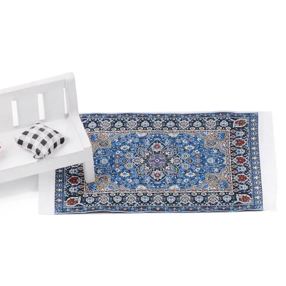 Floral Pattern Mat Playing House Mini House Decor Miniature Weaving Rug  Accessories Dollhouse Carpet Floor Coverings