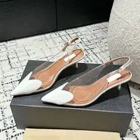 2025 New PVC High Heels Transparent Strap Wrapped Head Slippers Female Fashion Sexy Shallow Mouth French Sandals - Image 2