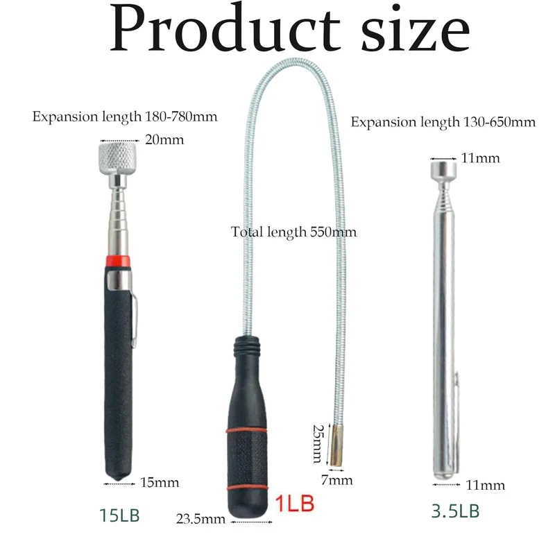 Flexible Magnetic Pickup Tool Extendable Magnetic Handheld Stick with Non-Slip Handle Retrieval Tools For Pick-up Screws Nuts