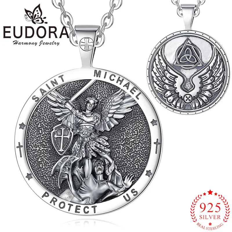 Sint Michael ketting, Aartsengel St.Michael, zilveren heren sieraden, cadeau voor hem, man ketting, religieuze ketting, glazen koepel amulet - België