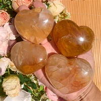 Natural Golden Quartz Heart Pocket  Yellow Hematoma Palm  Premium Yellow Blood Cells For  Rolling Home Decor Beautiful Gift 2