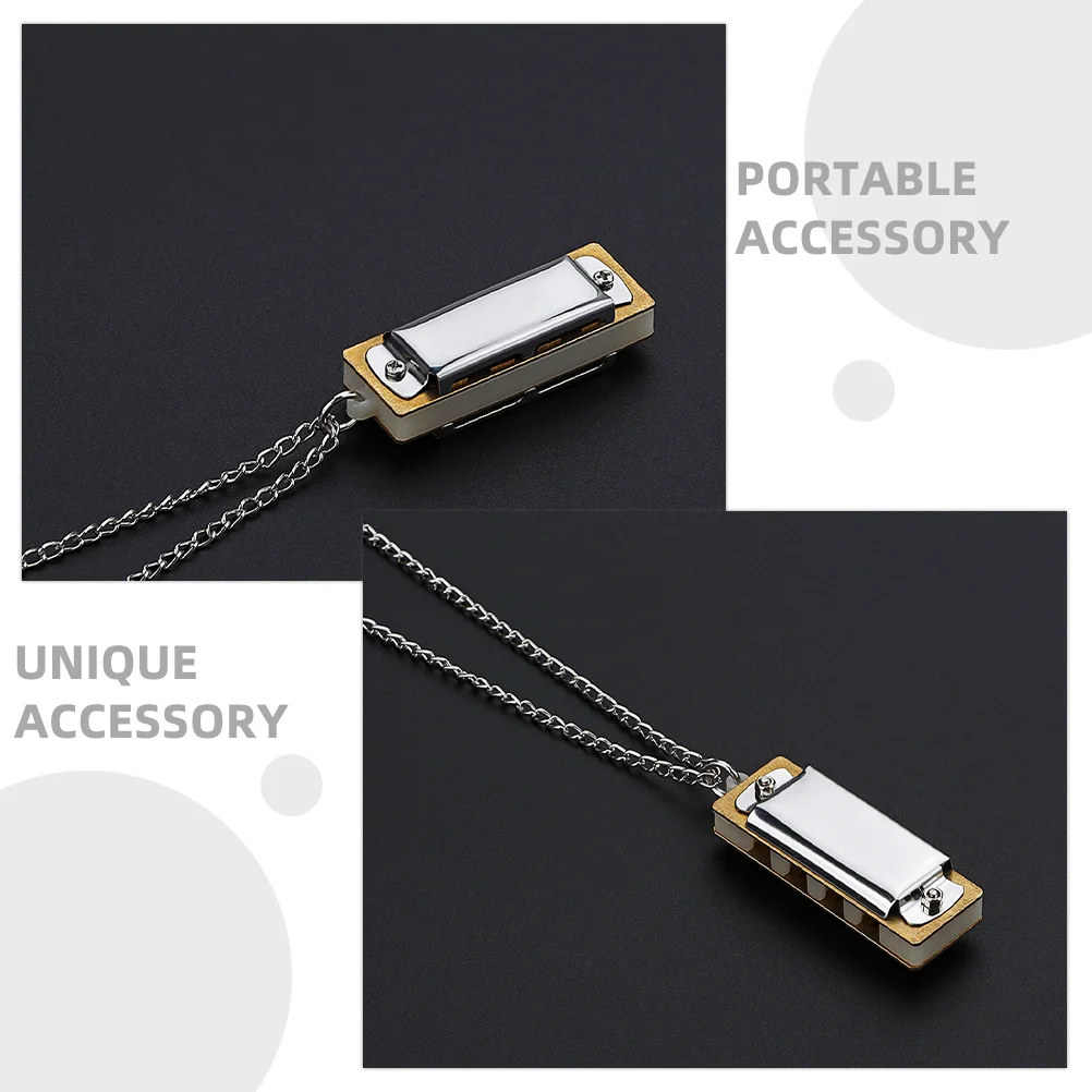 Mini Harmonica Necklace 4 Hole 8 Tone Portable Music Instrument Educational Toys Kids Adults Birthday Party Favors