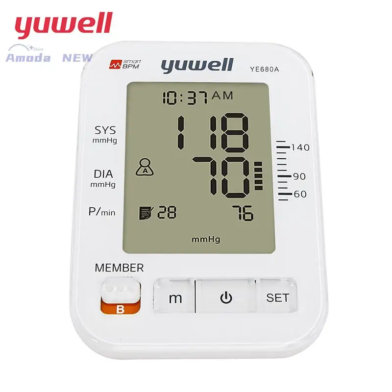 Yuwell Ye-680a Upper Arm Blood Pressure Monitor Portable Digital Lcd Equipment Sphygmomanometer Cuff Blood Pressure Meter &plusmn;4mmhg