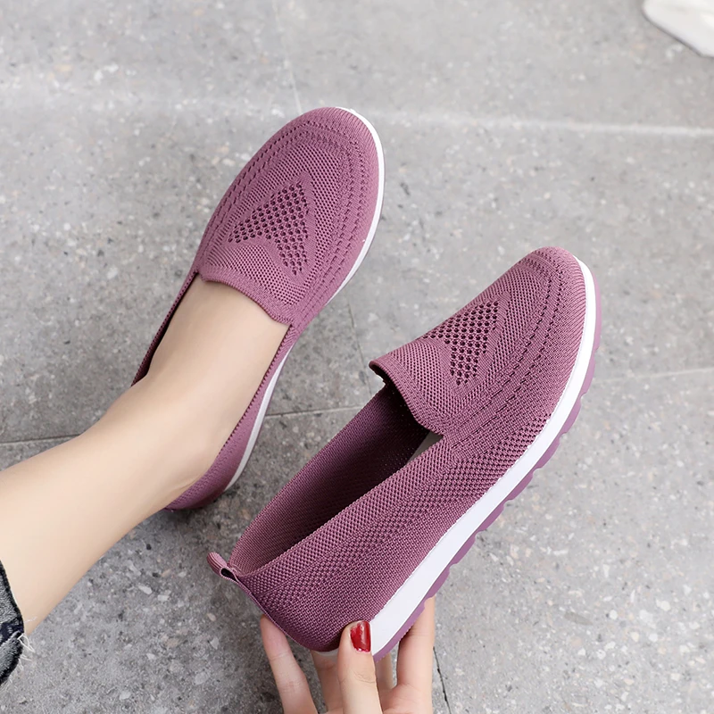 2023 women's summer sneakers slip on flat shoes Women's Casual  walking shoes Female Outdoor Mesh Soft Bottom Sports Shoes