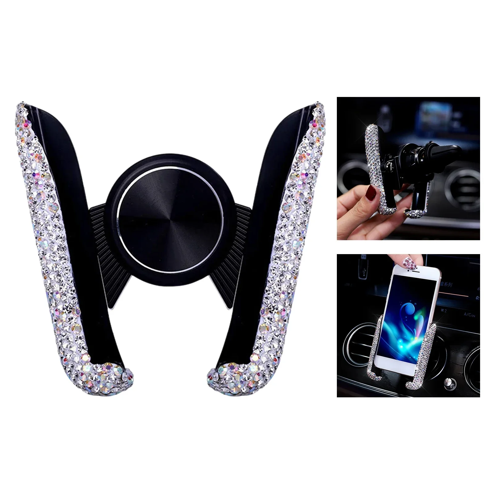 Diamond Crystal Car Phone Holder Air Vent Mount Clip
