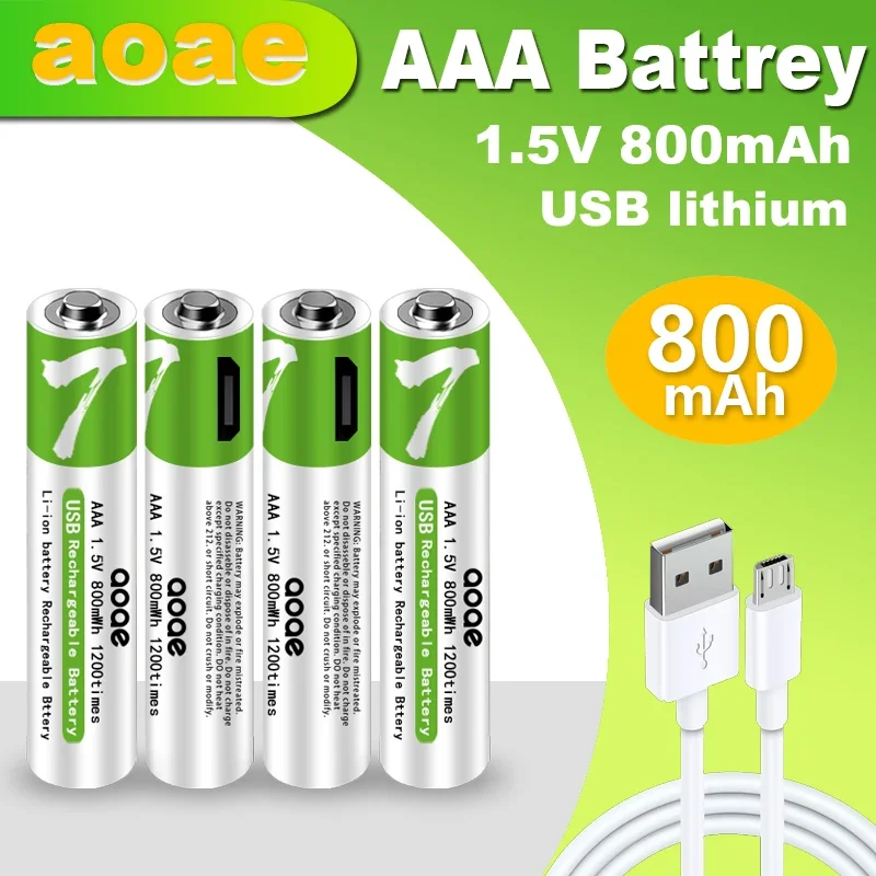 

AOAE Battery aaa Fast charging 1.5VAAA lithium battery with 750mah capacity and USB rechargeable battery for toy keyboard+Cable