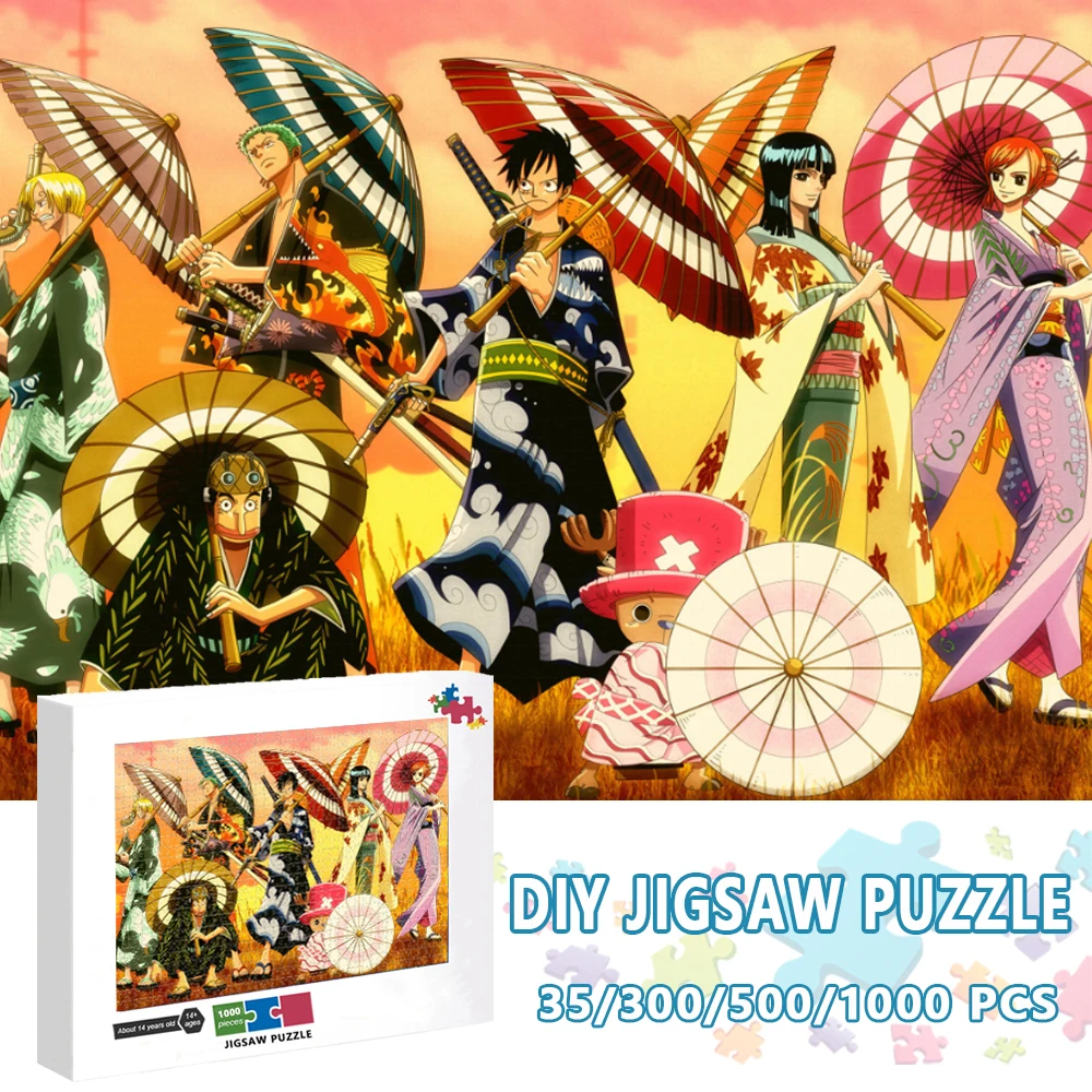 

One Piece Jigsaw Puzzle 300/500/1000 Pcs Puzzles Luffy Zoro Anime Picture Adult Decompression Children's Educational Toys