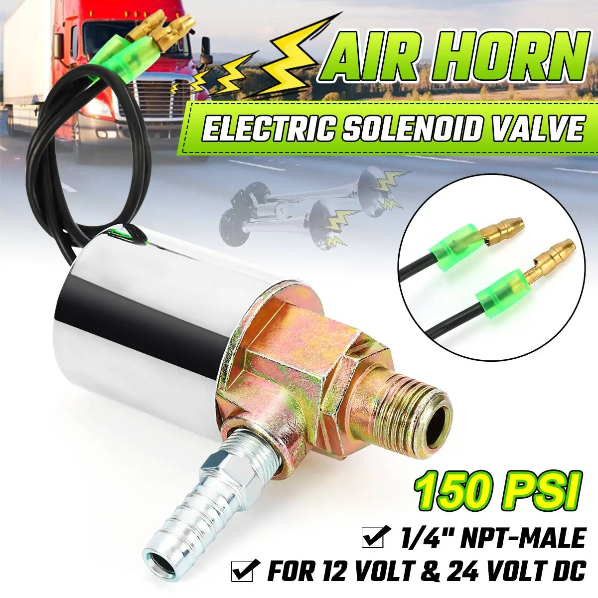 Universal 12V 24V Truck Horn Solenoid Valve 1/4" NPT Electric Air Horn