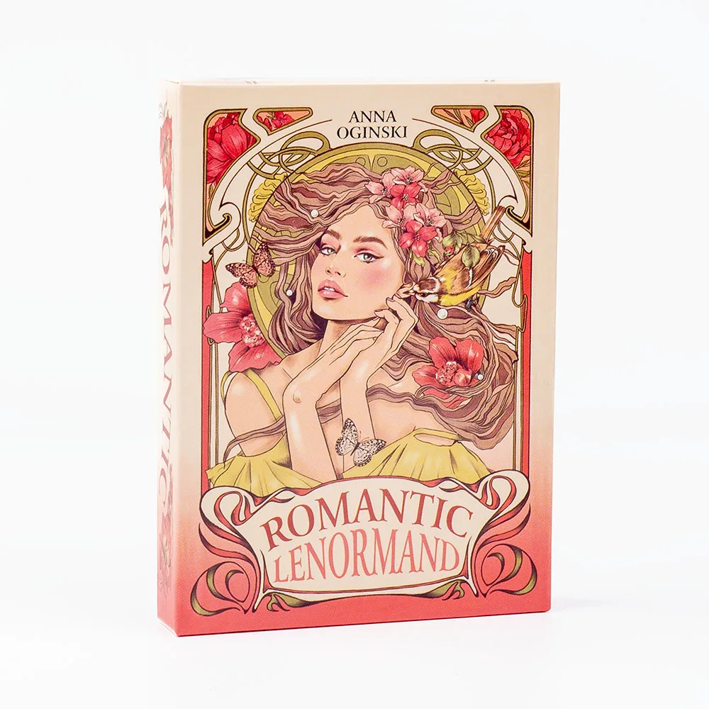 Lenormand Oracle Cards 37 Pcs Deck 10.2x7.2cm English Vision Art Nouveau Floral Motifs for Party Board Playing Games