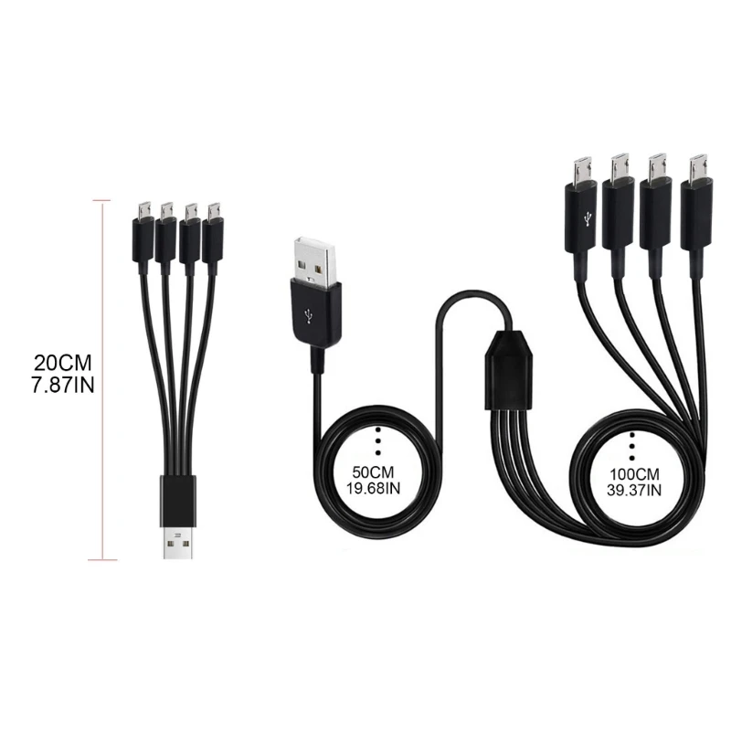 Micro USB Charging Cable 4 in 1 Multi For Multiple Devices 4 Tablets or Phones Simultaneously