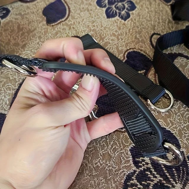 2Pcs Nylon Sling with Metal Hook - Versatile Gym Accessory for Sandbags, Boxing, and Hammocks, Black, Nylon Strap, Gym Equipment |   Durable Fitness Equipment |   Metal Hook Strap