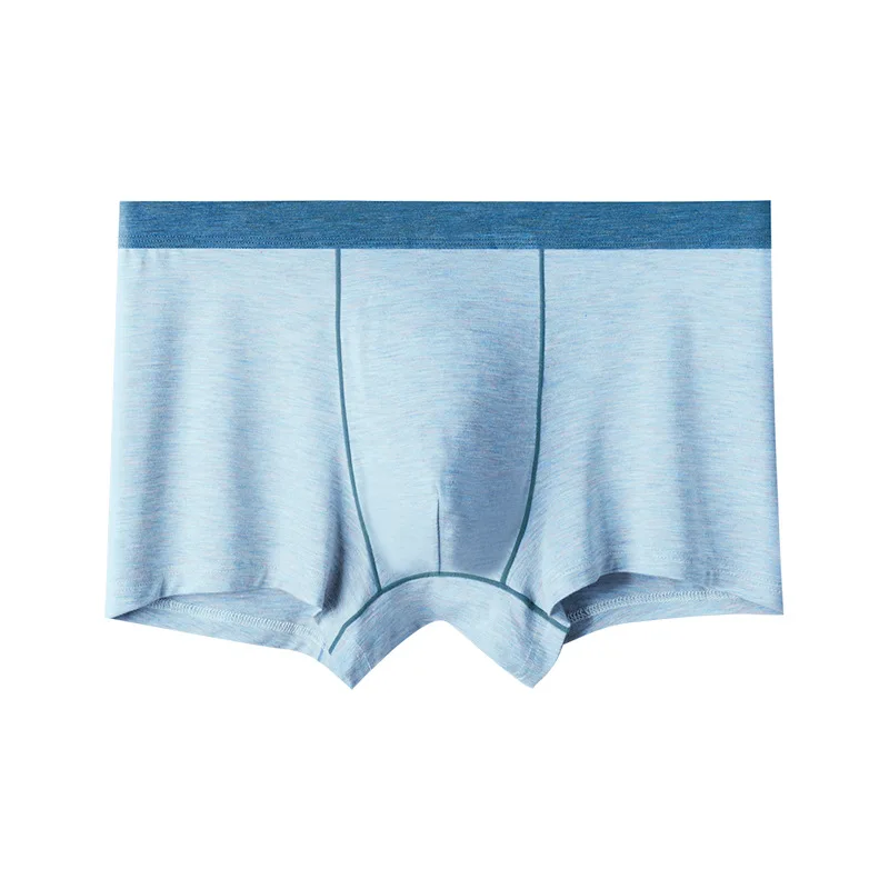 Men's underwear with modal floral yarn contrasting solid color flat angle pants 4PCS