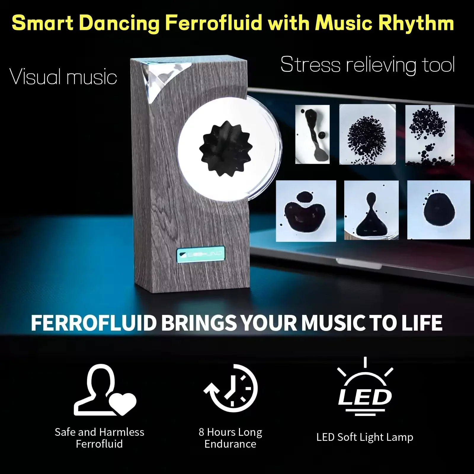 

Audio Companion Magnetic Fluid Music Rhythm Pickup Bluetooth Speaker Visual Music Desktop Decoration Wireless Display LED Light