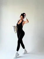 Yoga Bodysuit With Breast Pads Women Sports Jumpsuit Fitness Sportswear Workout Set Solid Color Seamless Butt Lifting Yoga Bodys - Image 6