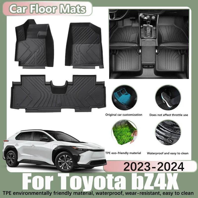LHD Car Floor Mats for Toyota bZ4X EA10 Subaru Solterra TPE Car Waterproof Foot Pads Liner full set Accessories