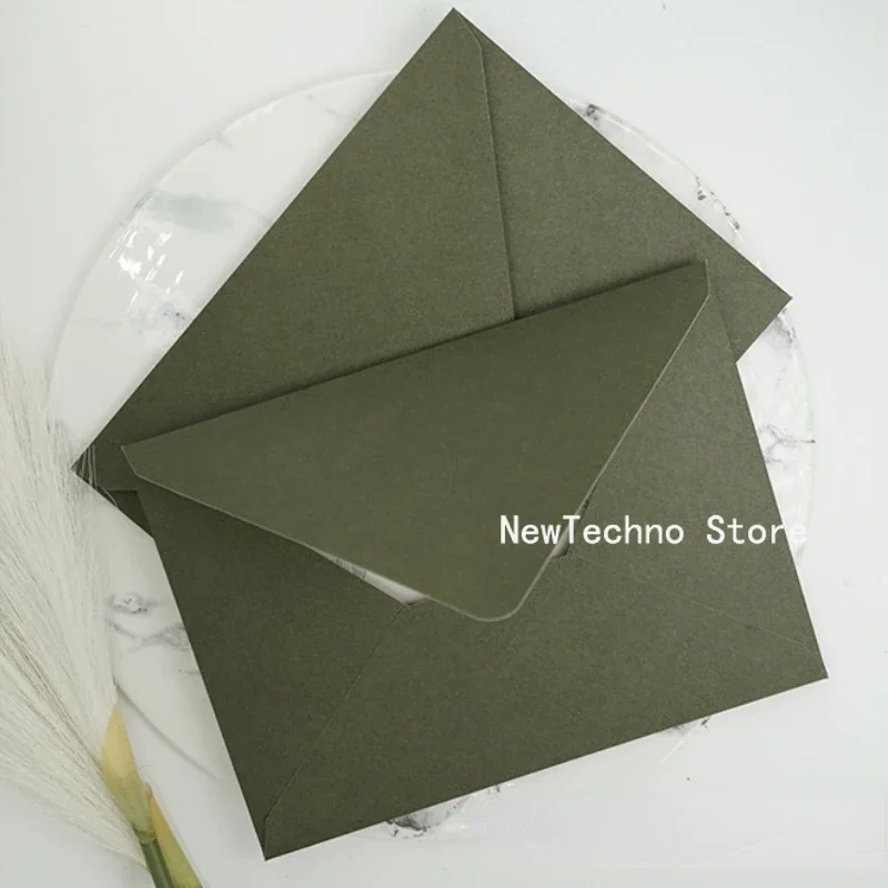 Avocado Green Series Vintage Envelopes Wedding Invitations Printing Lining Envelopes Invitation Stationary Paper