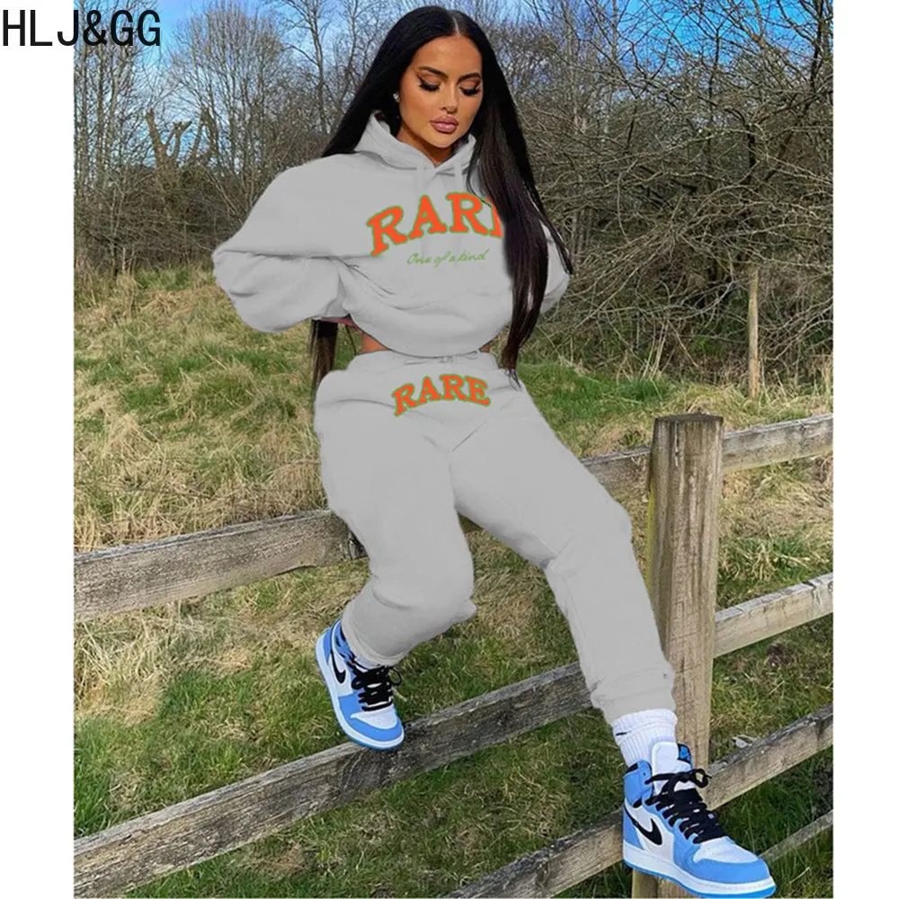 HLJ&GG Fall Winter Hoody Tracksuits Women Long Sleeve Sweatshirt And