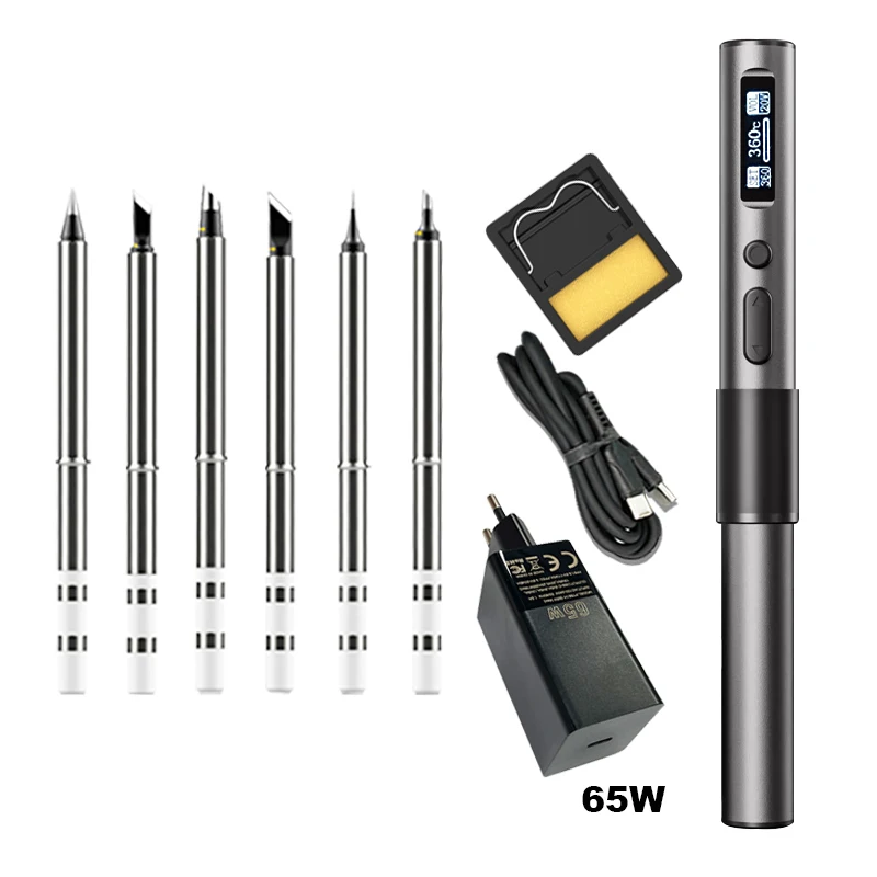 

T65 Mini Electric Soldering Iron Intelligent 65W Adjustable Temperature Digital Display Dormant Portable Station Solder Tool Set