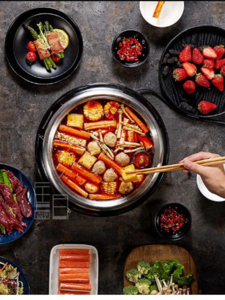 BBQ Multi-functional Electric Hot Pot Household Split Pot Electric Steamer Pan Electric Frying Pan Non-stick Pan Electric Pan 2