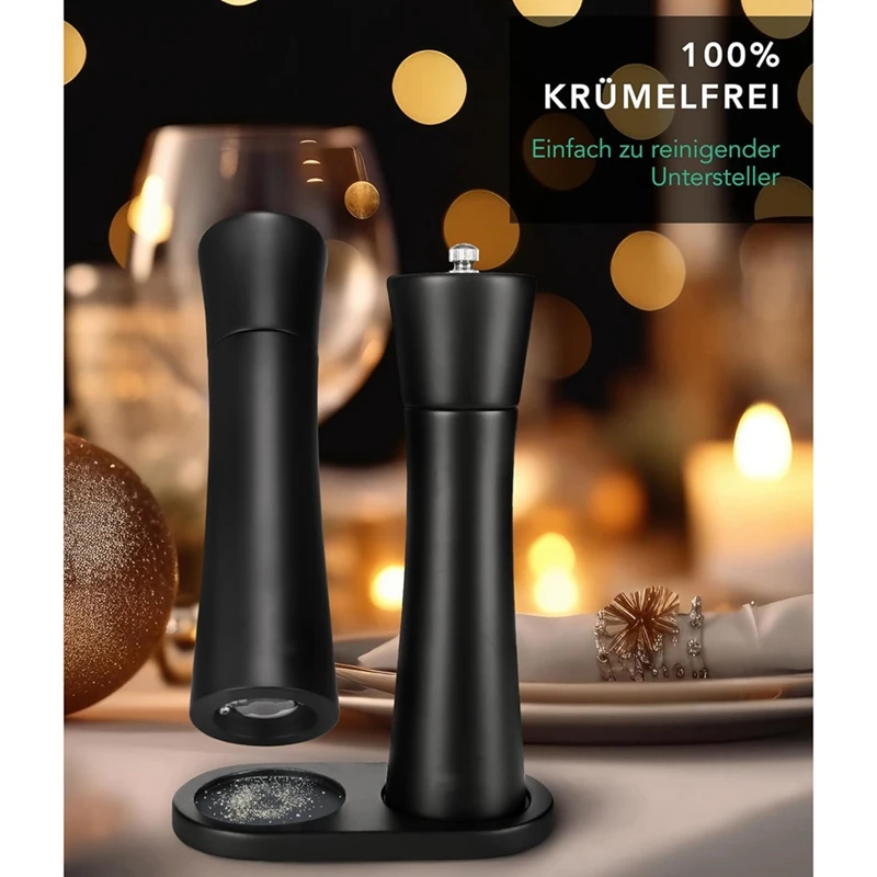 1Set Mill Wood -Salt And Pepper Grinder Salt Mill Spice Black Pepper Mills Salt Shaker And