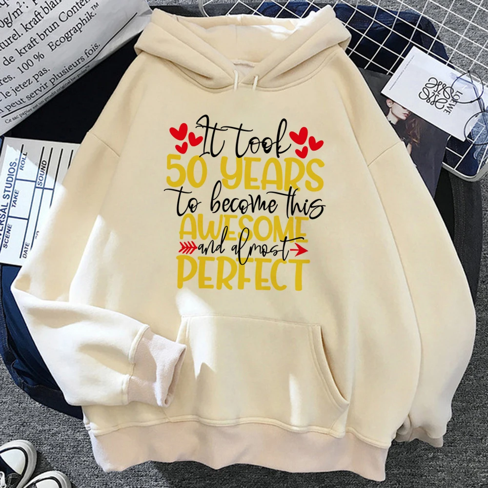 

50 Years Birthday hoodies women aesthetic 2023 funny Kawaii pulls sweatshirts female long sleeve top sweatshirts