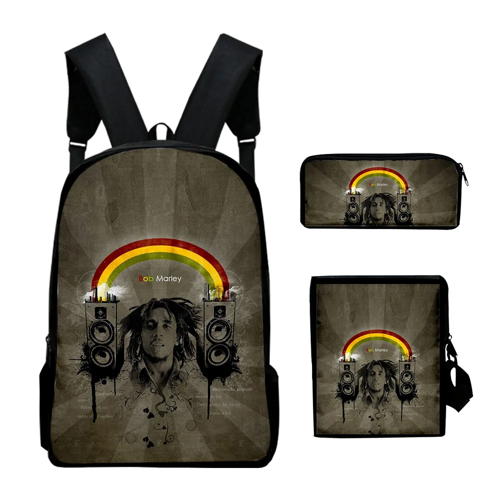 Bob marley-mochila escolar com impressão 3d, conjunto