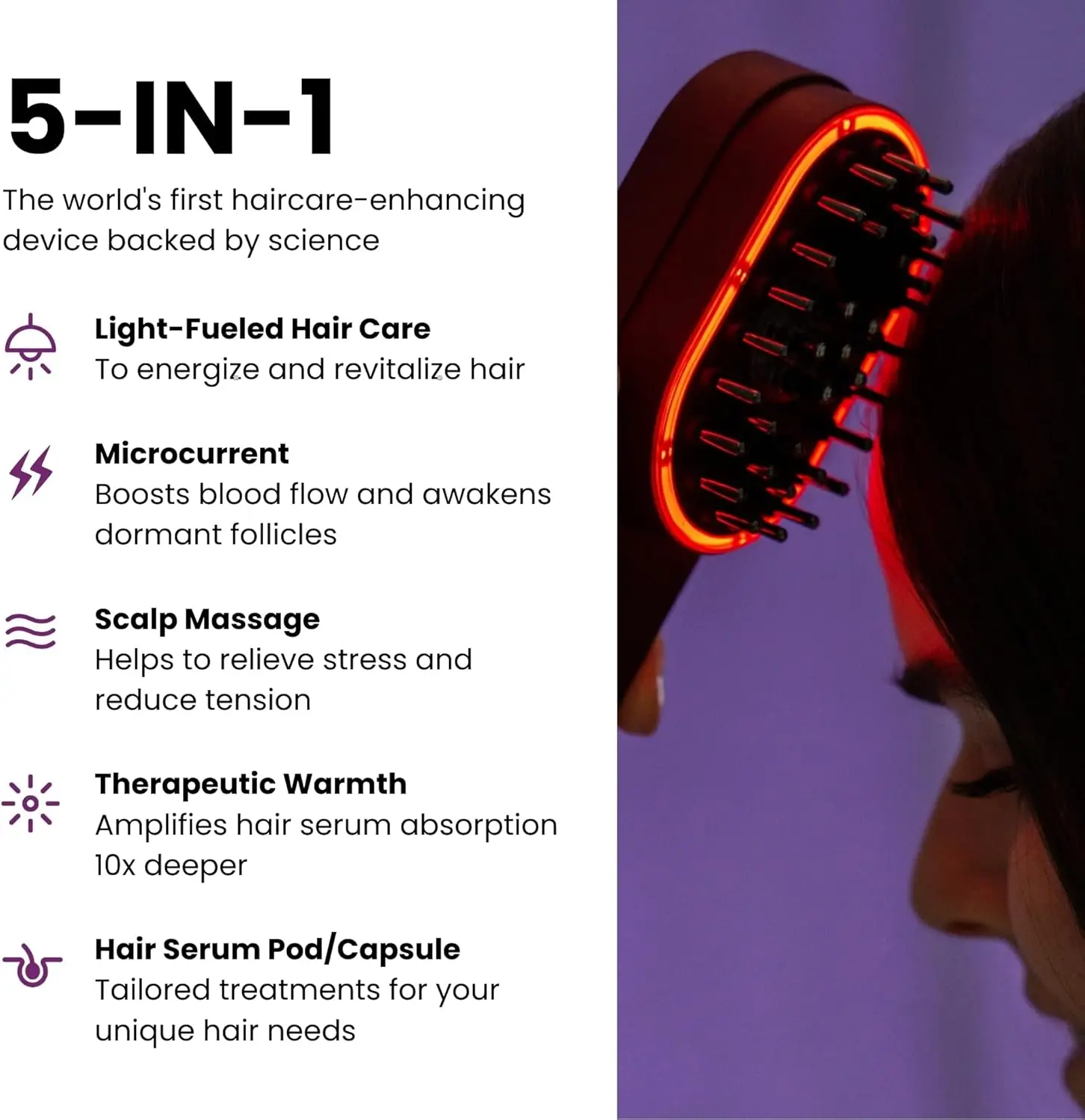 4-in-1 Scalp & Hair Care Device and Boost Pod Set of 2 | Warming Scalp Massage Brush for Smoother, Thicker, Healthier-Lookin 2