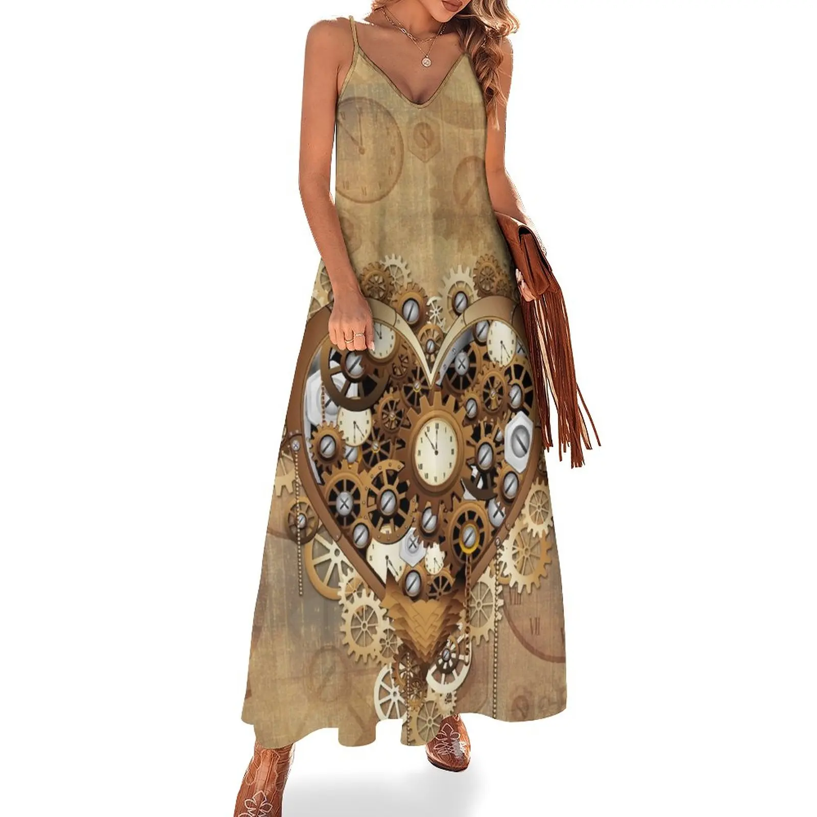 

Heart Steampunk Love Retro Machine Sleeveless Dress cute dress dress women summer 2023