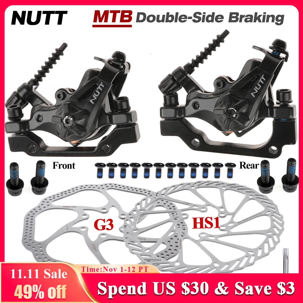 Nutt Mtb Bike Alloy Mechanical Disc Brake Bilateral 160 180 Mm Calipers
